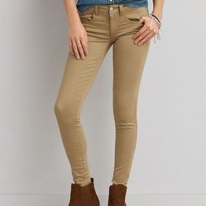 NWT AEO Sateen Khaki Jeggings
